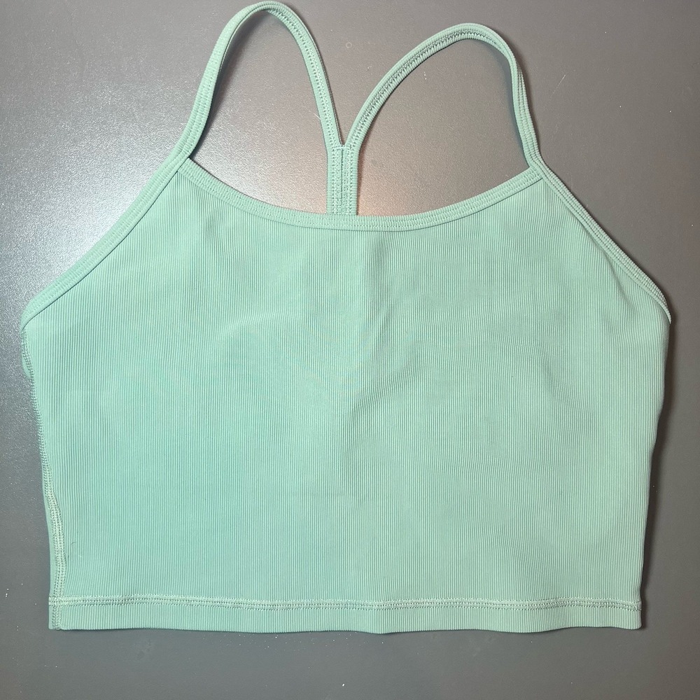 FTP For The Peach Ribbed‎ Sports Bra Teal Size Large EUC Medium Support